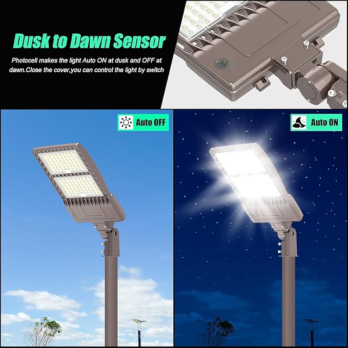 BBESTLED 400W LED Parking Lot Light Dusk to Dawn Photocell Outdoor Pole Mount