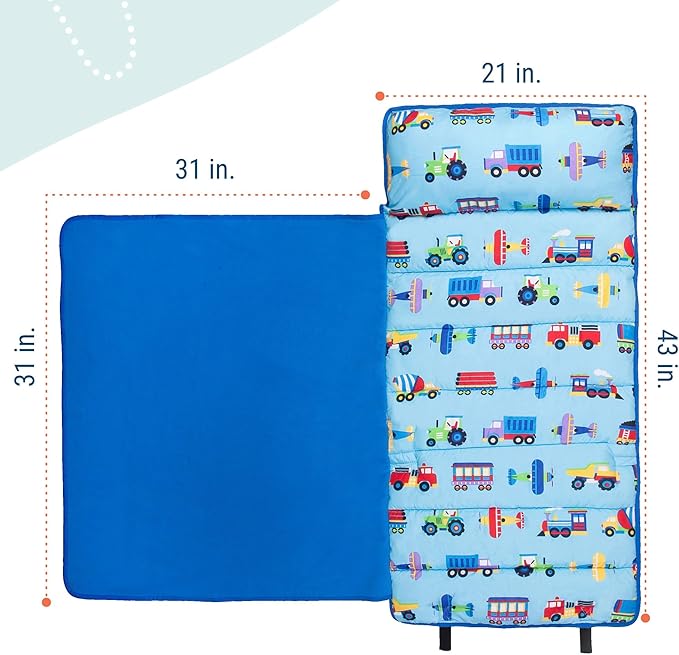 Wildkin 43-inch Kids Nap Mat – Soft Microfiber Toddler Sleeping Mat with Pillow