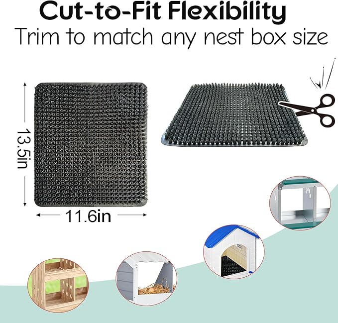 Washable Nesting Pads for Chicken Coop, Chicken Nesting Boxes for Laying Eggs, Laying Pads for Hens, Reusable Nest Mats, Darkgrey 4 Count