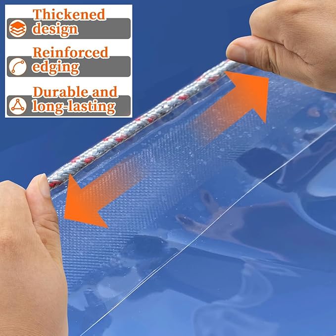 20x16.8 ft Clear Tarps with Grommets, 8 Mil Vinyl Clear Tarp Waterproof Patio Enclosure, Winter Outside Plastic Lona Transparente para Porche, Chicken Coops Cover, Garden Dog House