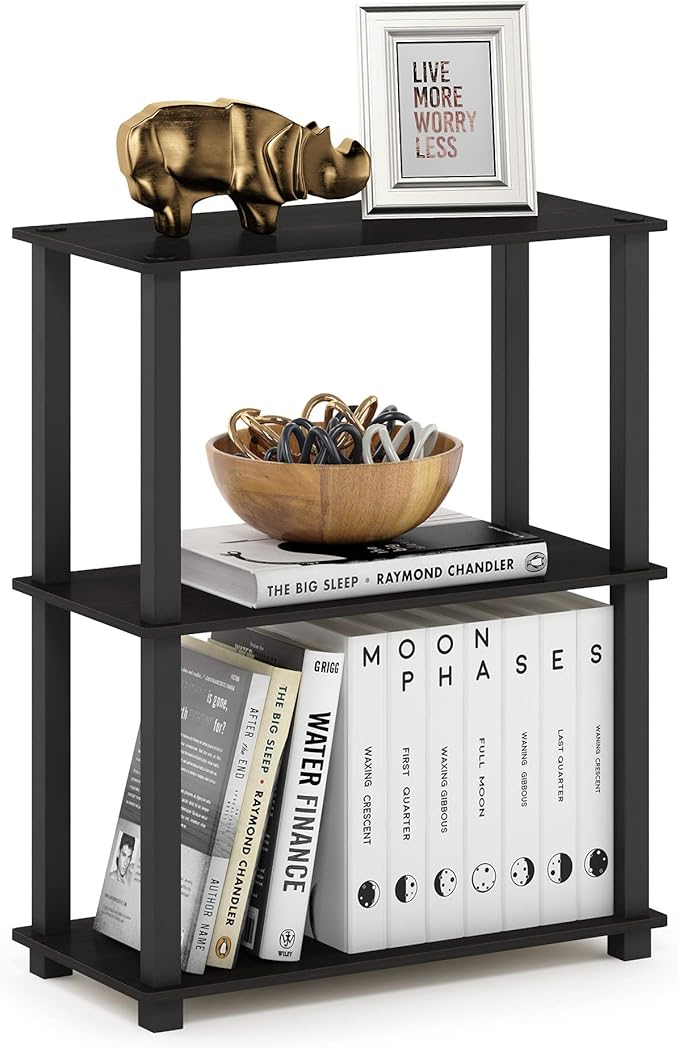 Furinno Turn-S-Tube 3-Tier Compact Multipurpose Shelf Display Rack with Square Tube, Espresso/Black