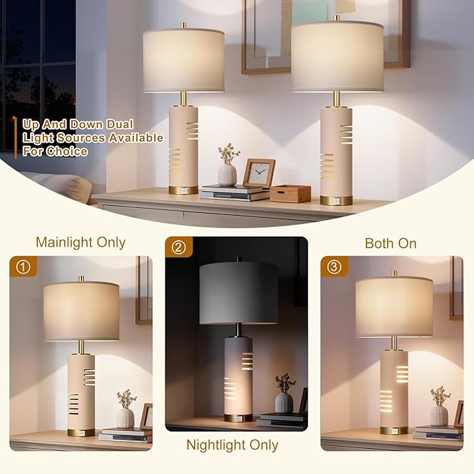 27.5" Faux Stone Table Lamps Set of 2