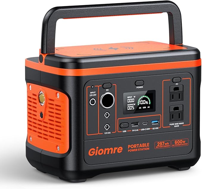 Portable Power Station, 297Wh Backup Lithium Battery Generator with 600W AC Output and 120W Fast Charging, Solar Generator for Outdoors Camping, Travel Emergency, Home Blackout