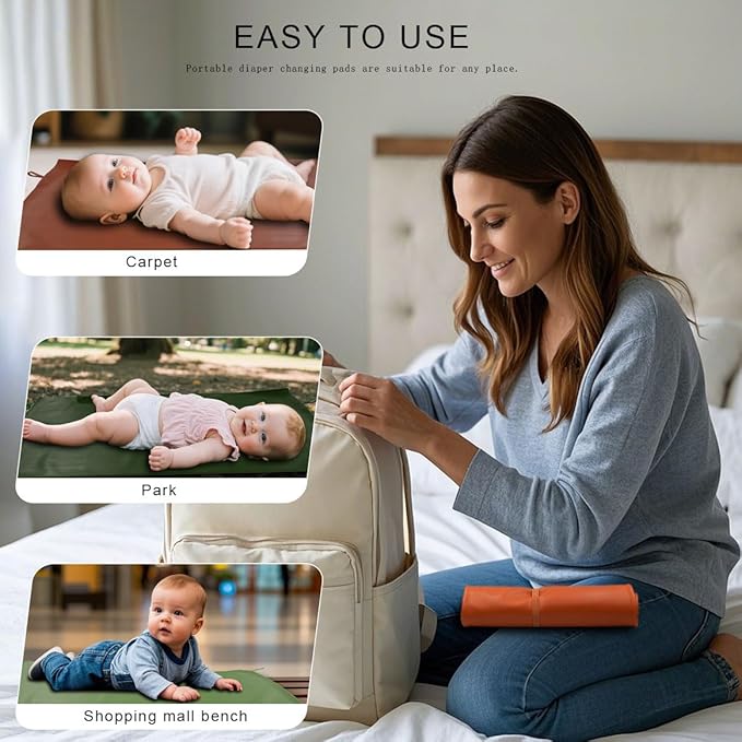 Brown Portable Diaper Changing Pad, Baby Changing Mat for Baby Travel or Home, Foldable Mat Fits Perfectly in Diaper Bag (67-04)