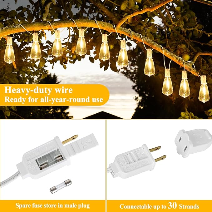 Brightever 50FT Outdoor String Lights Weatherproof, Patio Lights
