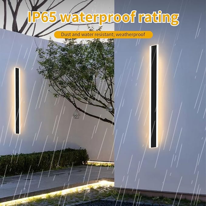 Modern 47inch Outdoor Wall Light, 3000k/4500k/6000k 3 Color Change Black