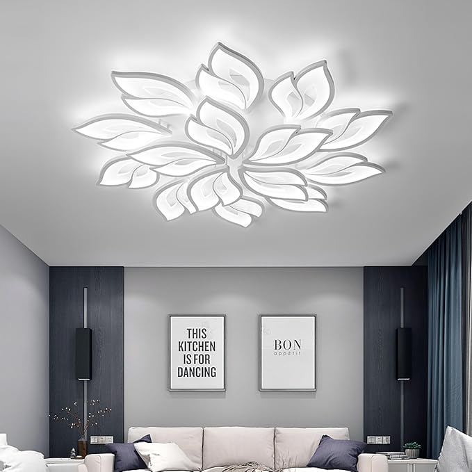 JAYMP 39.4" Flower Shaped Ceiling Light Dimmable Modern Ceiling Lamp Remote
