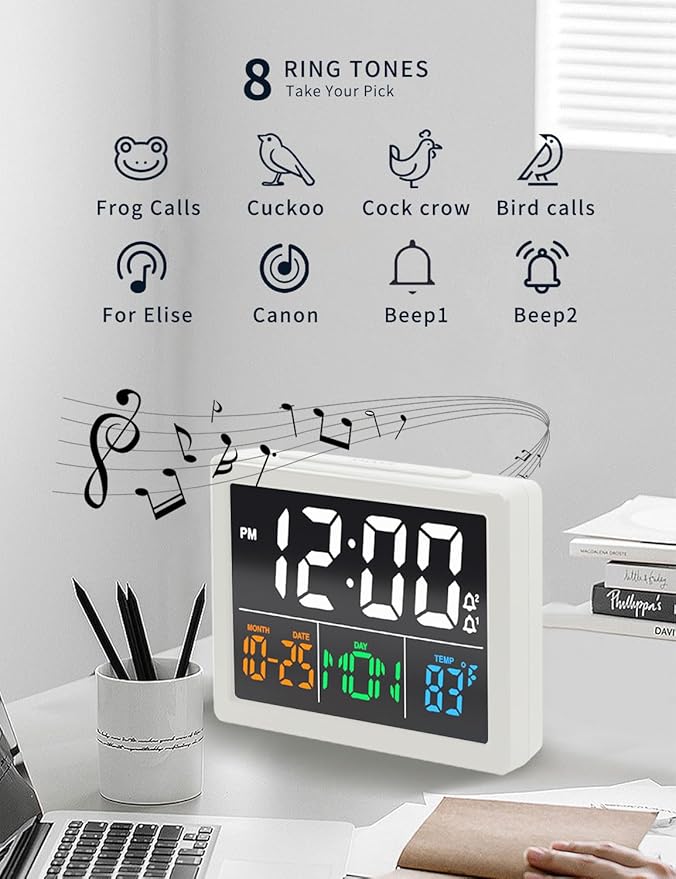 Digital Alarm Clock, with 5.5" Large LED Time Display, Adjustable Alarm Volume
