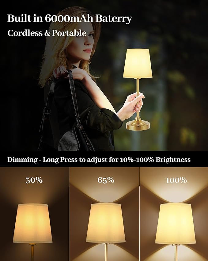 Portable LED Table Lamp, Rechargeable Cordless Desk Lamp