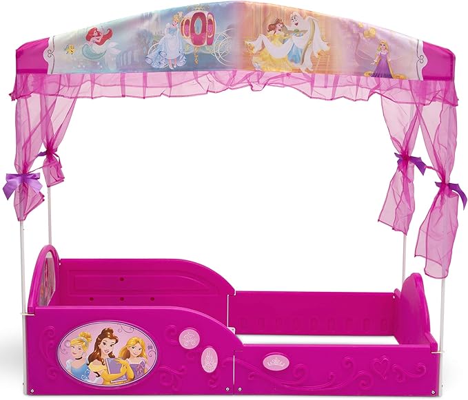 Delta Children - Disney Princess Plastic Sleep and Play Toddler Bed with Canopy, Pink