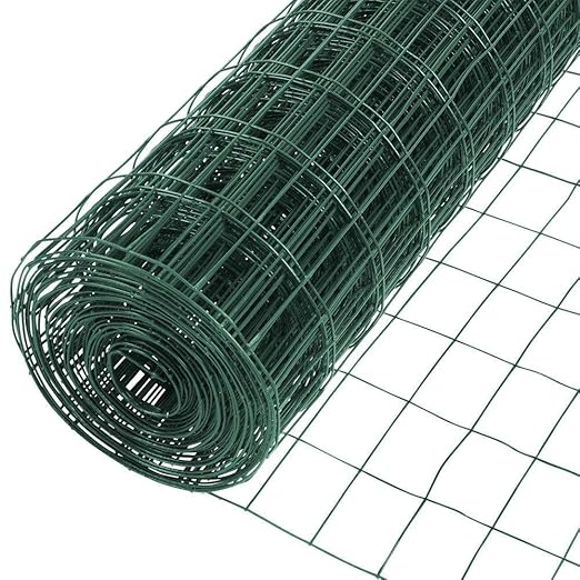 Fencer Wire 16 Gauge Green Vinyl Coated Welded Wire Mesh Size 2 inch X 3 inch, Green, 6 ft x50 feet