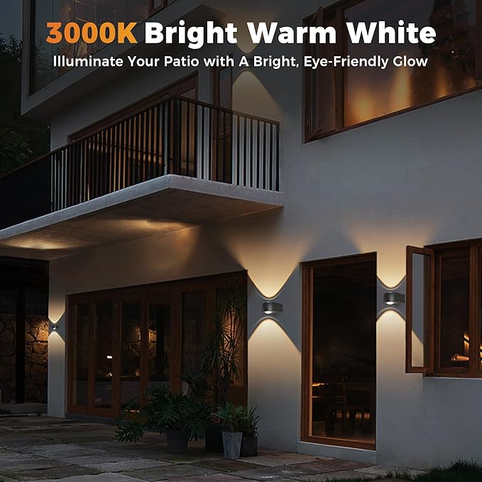 Wall Lights Outdoor 8W, 3000K 705 LM Modern Porch Light, Up Down Lights