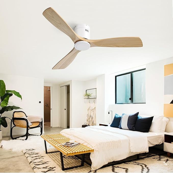 Sofucor 52 Inch Ceiling Fan No Light, Solid Wood Ceiling Fans Without Lights