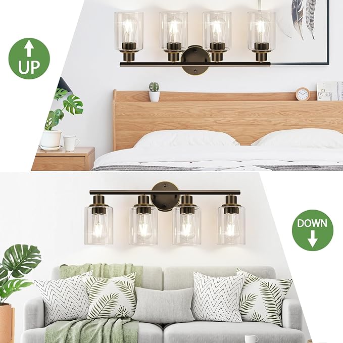 4-Light Bathroom Light Fixtures, Bathroom Wall Lamp