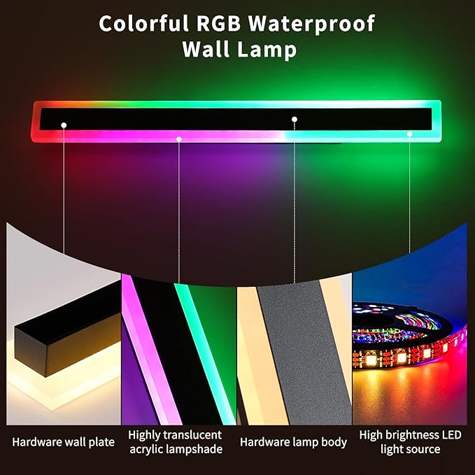Mikeru Modern Outdoor Light Fixture, 57inch Modern RGB Outdoor Wall Light