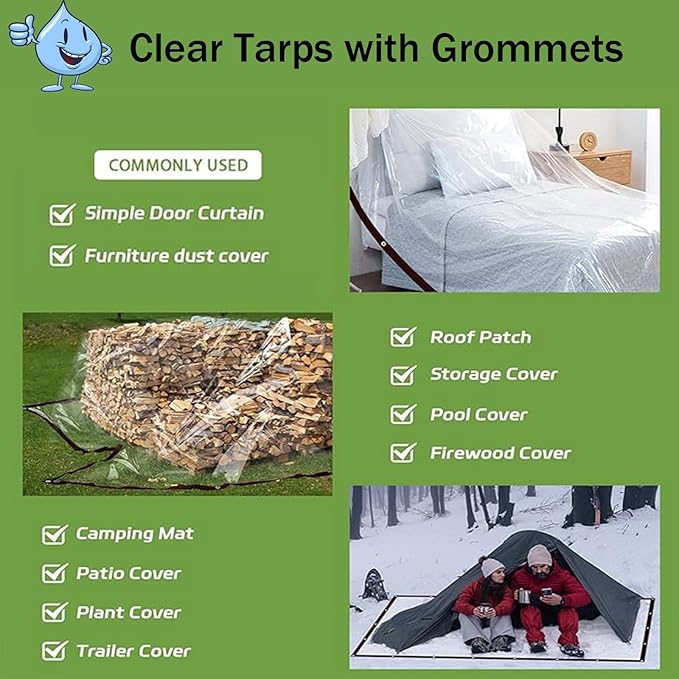 Chicken Coop Cover for Winter - Waterproof Chicken Coop Tarp with Elastic Cords & Rope, Durable Covers for Winter Protection Patio Covering Henhouse Porch Canopy Plant Camping,5x7 FT