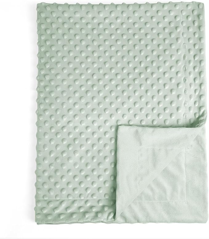 david's kids Micro Fleece Minky Baby Blanket for Girls with Double Layer and Soothing Raised Dots, 40x50 Inches Breathable and Soft Lightweight Receiving Blanket for Newborns, Sage Green