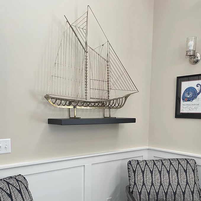 Joel's Antiques - 48 Inch Wooden Floating Shelves for Wall - 48x8x2 Inches - Made of Natural Wood - Long Heavy Duty Wall Shelves - Made in USA - Perfect for Living Room, Kitchen - Black