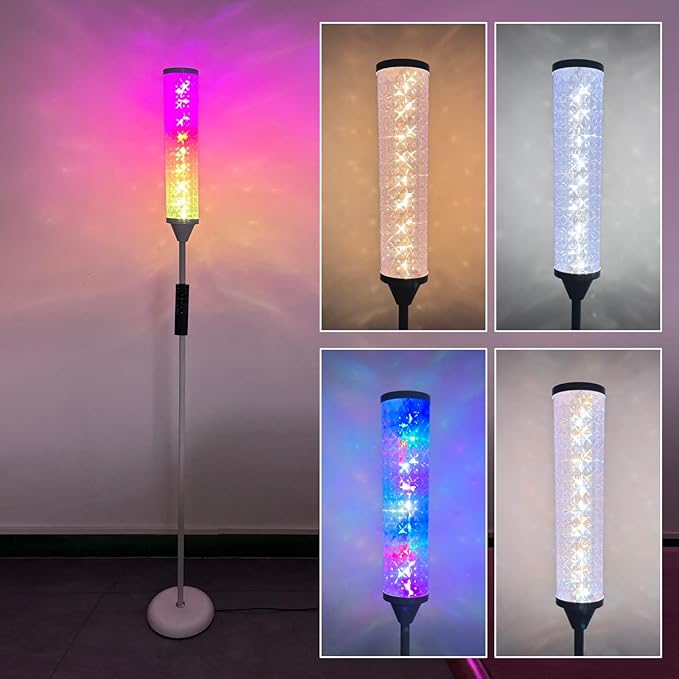 Prism Glow Floor Lamp with Mosaic Star, Smart RGB LED Floor Lamp with Music Sync