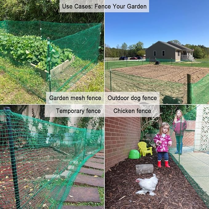 Plastic Garden Fence 5x65 FT Deer Fence Netting, Temporary Mesh Fencing Animal Barrier for Deer, Chicken, Poultry, Pet, Wildlife, Garden Bird Netting for Plant Fruit Tree Vegetable Protection