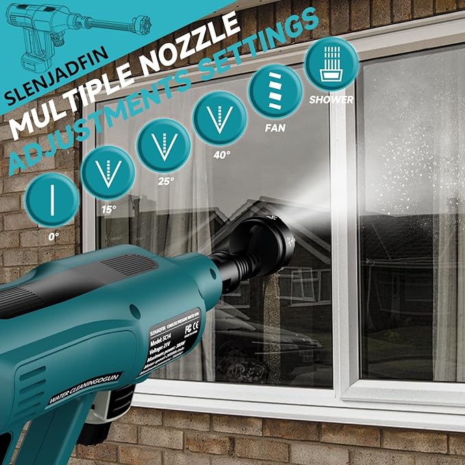 Cordless Pressure Washer for Makita 18V Battery 700 PSI Portable Handheld Power Washer with 6-in-1 Nozzle Foam Cannon for Car Floor Fence Wall Cleaning (Battery Not Included)