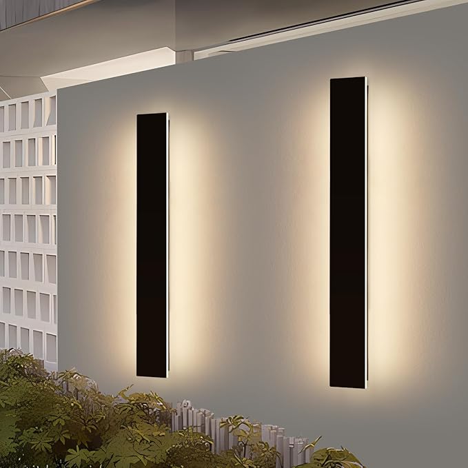 Mikeru Upgraded 2 Pack 47.2" Modern Outdoor Wall Sconce, 4.3" Wide IP65