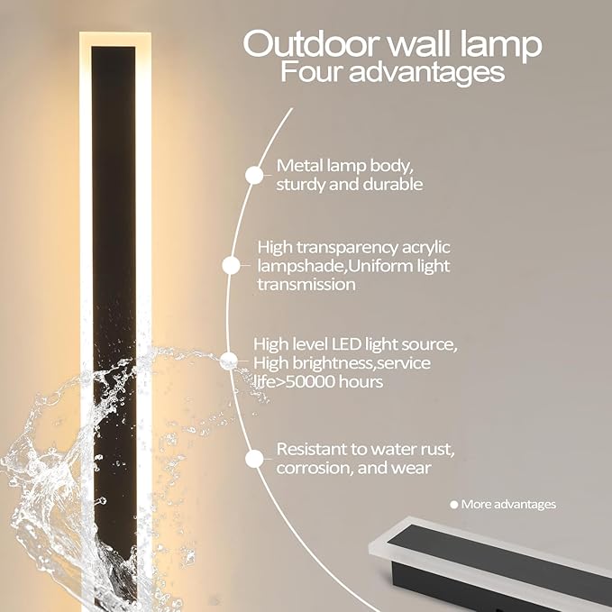 2 Pack 79inch Modern Outdoor Light LED 3000K Outdoor Wall Lights IP65