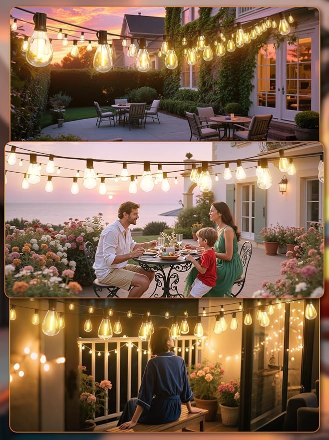 luckystyle 50FT LED Outdoor String Lights
