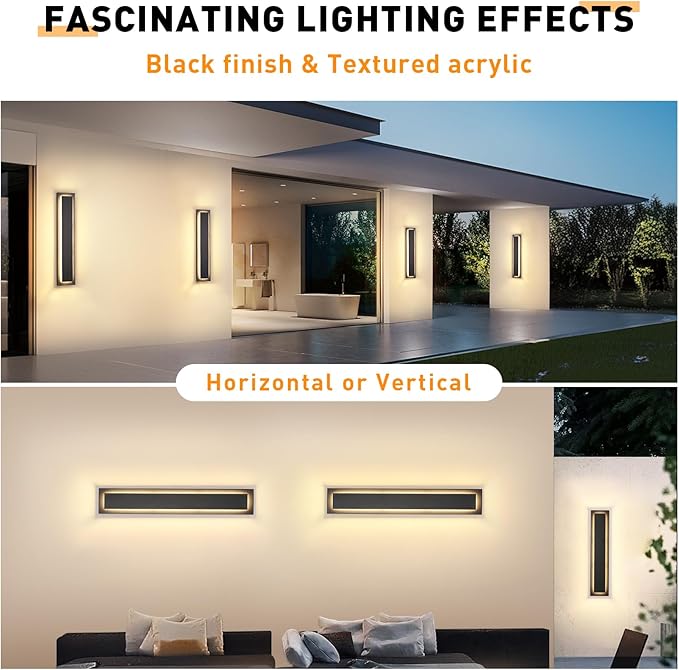 24 in Porch Lights Outdoor Sconce Lights, Modern Exterior Front Door Lighting