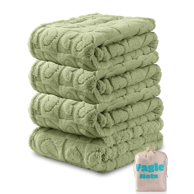 4 Pcs Baby Blankets for Boys Soft Toddler Small Blanket for Daycare, Fleece Kid Mini Blanket for Crib Baby Shower, 30 X 40, Green