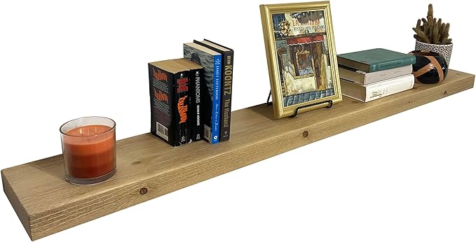 joelsantiques 72 Inch Wooden Floating Shelves for Wall - 72x6x2 in - Made of Natural Wood - Short Heavy Duty Rustic Wall Shelves for Bedroom - Perfect for Bathroom, Kitchen - Beige