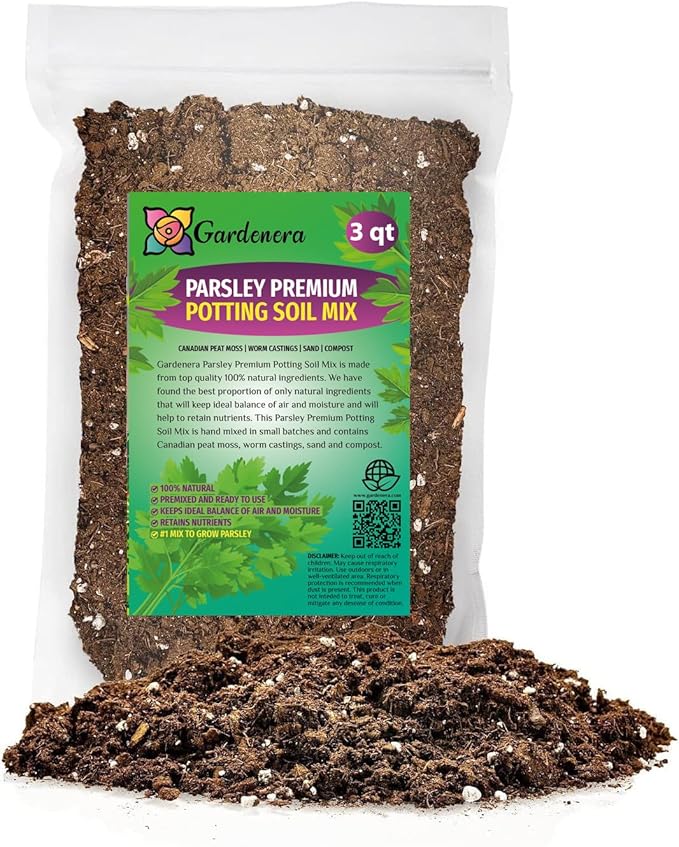 GARDENERA Parsley Plant Potting Soil - Enhance Flavor and Health with Professional Grade Nutrient-Rich Mix - 3 Quart
