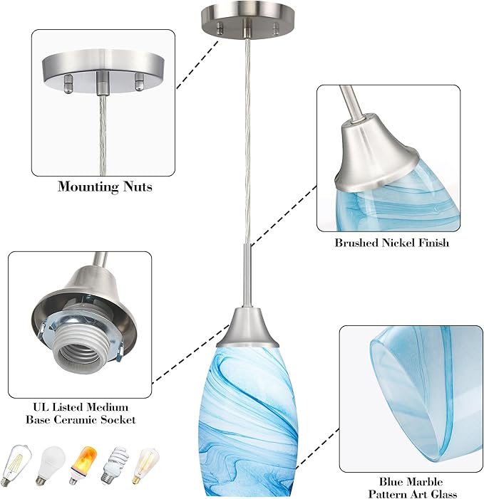 Mini Glass Pendant Light 1-Pack