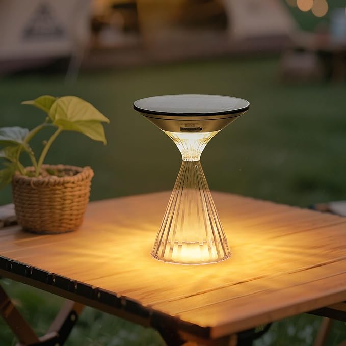 LUTEC Cordless Table Lamp, Solar Table Light Waterproof Outdoor Indoor Light
