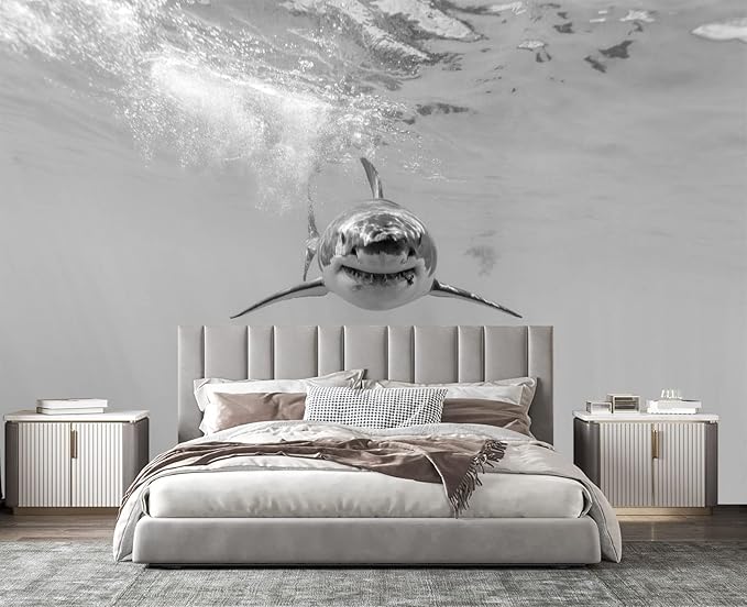 Shark Wall Mural Wallpaper for Bedroom 137" x 100"