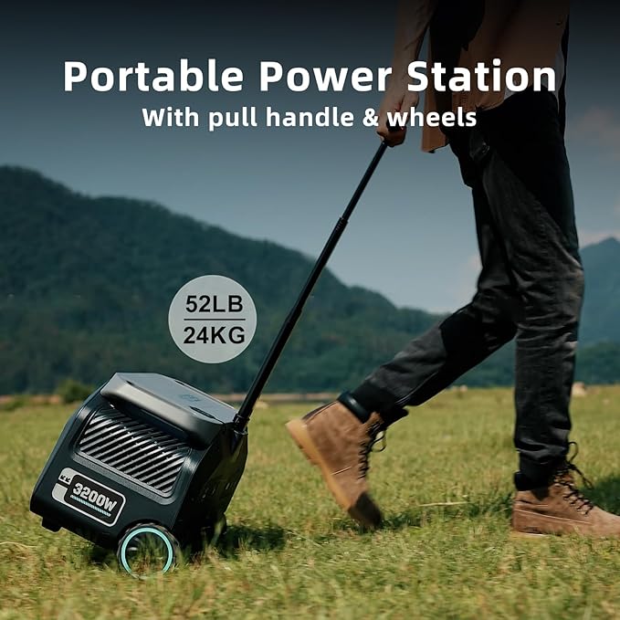IEE P3200 Solar Generator With 500W Solar Panel, 2048Wh/3200W Power Station(6400W Peak),1800W Super Fast Charging,APP Control Emergency Power Station for Home, Camping, Power Outages