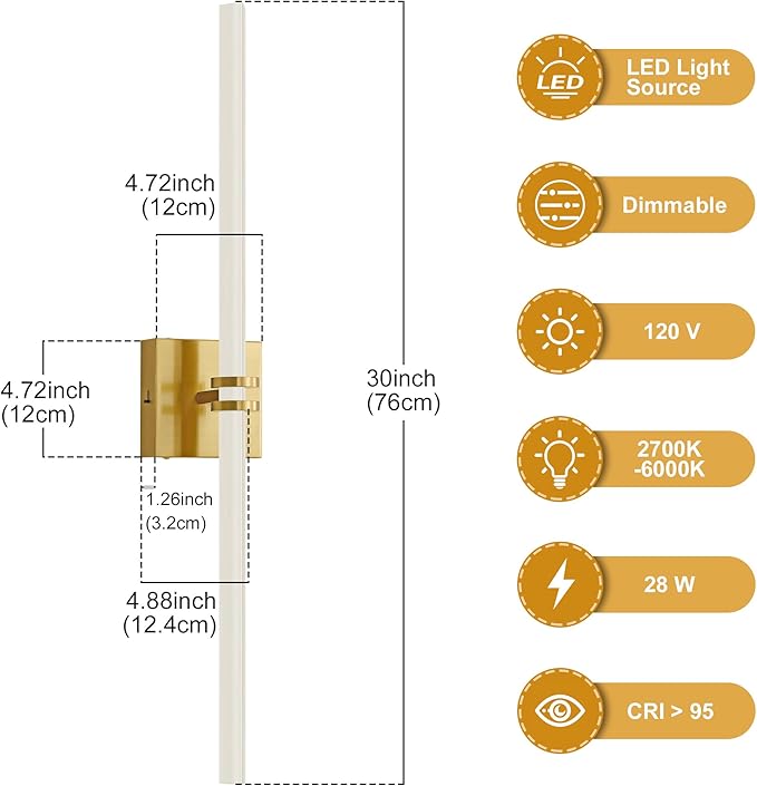 Bathroom Light Fixtures, 29.92inch Vanity Lighting
