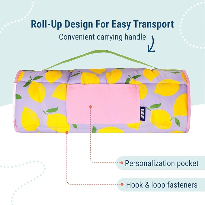 Wildkin 43-inch Kids Nap Mat – Soft Microfiber Toddler Sleeping Mat with Pillow