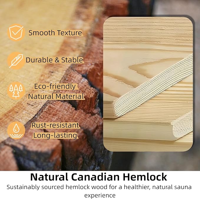 Low EMF Far Infrared Sauna for 4 Person, Canadian Hemlock Wood Sauna Room with Tempered Glass Door, WiFi Control, 220V, 12 Infrared Heaters, 3250W, Reading & 7-Color Starry Light, Oxygen Bar, Speaker