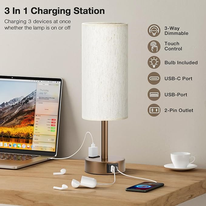 Brown Bedside Table Lamp for Bedroom