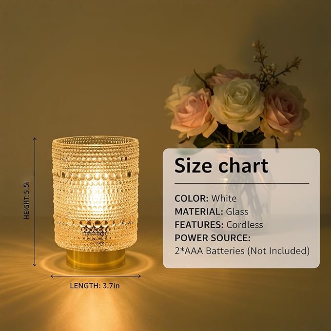 Battery Operated Lamp with Auto-Off Timer, Cordless Table Night Light