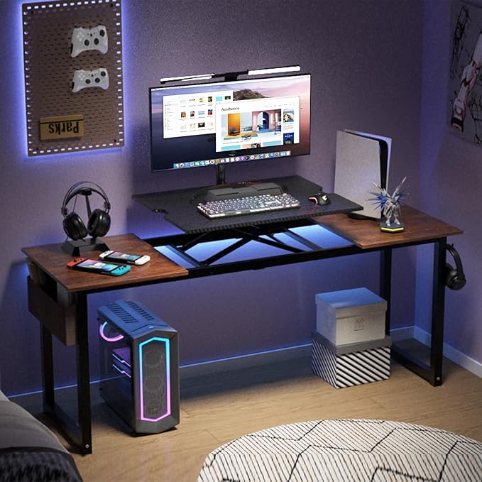 Decoholic Adjustable Height Standing Desk Whole Piece 71x23 Inch Desktop Home Office Computer Workstation Sit Stand up Desk(71inch)…