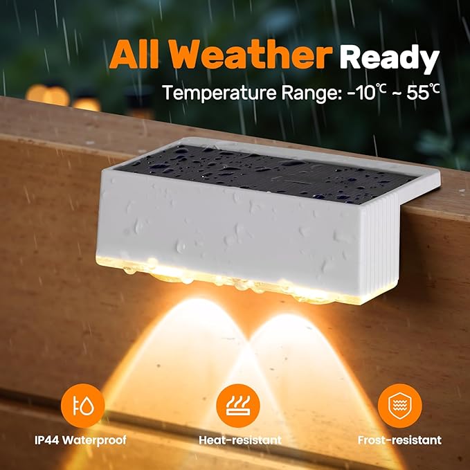 NIORSUN Solar Fence Lights, 12 Pack Deck Light, Led Outdoor Lamp 3000K/6000K +