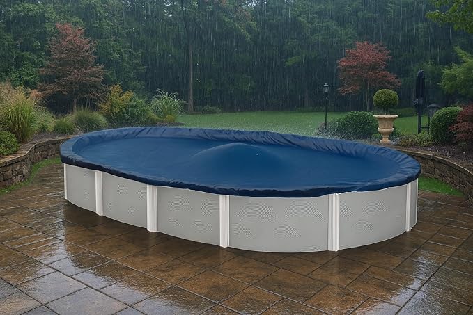 Aboveground Pool Winter Cover, Fits 15’ x 24’ Oval, Solid Blue – Includes Winch and Cable for Easy Installation, Superior Strength & Durability, Treated for UV Protection, WC1524OV