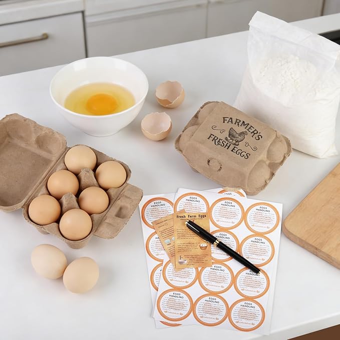 40 Pack Egg cartons 2x3 Style Half dozen egg cartons Bulk 6 Count Reusable Paper pulp egg storage tray Sturdy egg containers with instruction cards and stickers for Family Farm Market