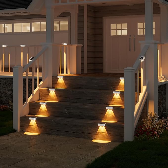 VOLISUN Solar Deck Lights 12 Pack, Warm White, Cool White and RGB Color Glow