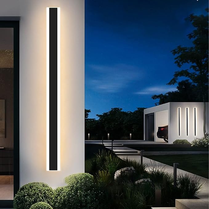 Modern 47inch Outdoor Wall Light, 3000k/4500k/6000k 3 Color Change Black