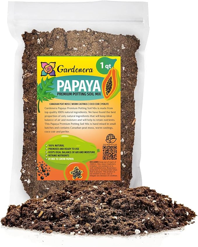 Gardenera Premium Papaya Plant Potting Mix - Crafted for Thriving Papaya Growth and Abundant Fruits - 1 Quart