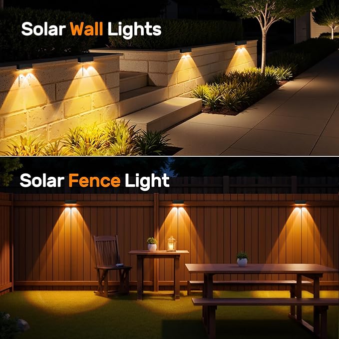 NIORSUN Solar Fence Lights, 6 Pack Deck Light, Led Outdoor Lights Warm White +