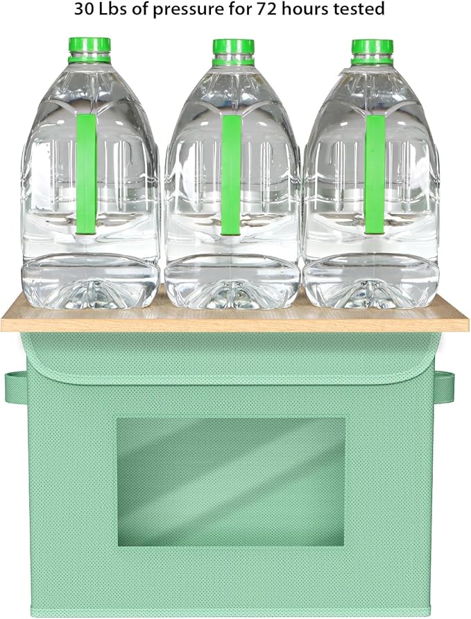 Univivi Collapsible Stackable Storage Bins with Lids [4-Pack] Foldable Fabric Closet Organizer Basket, Closet Organizers and Storage Cube Storage Bin for Home, Office, Bedroom (Green)